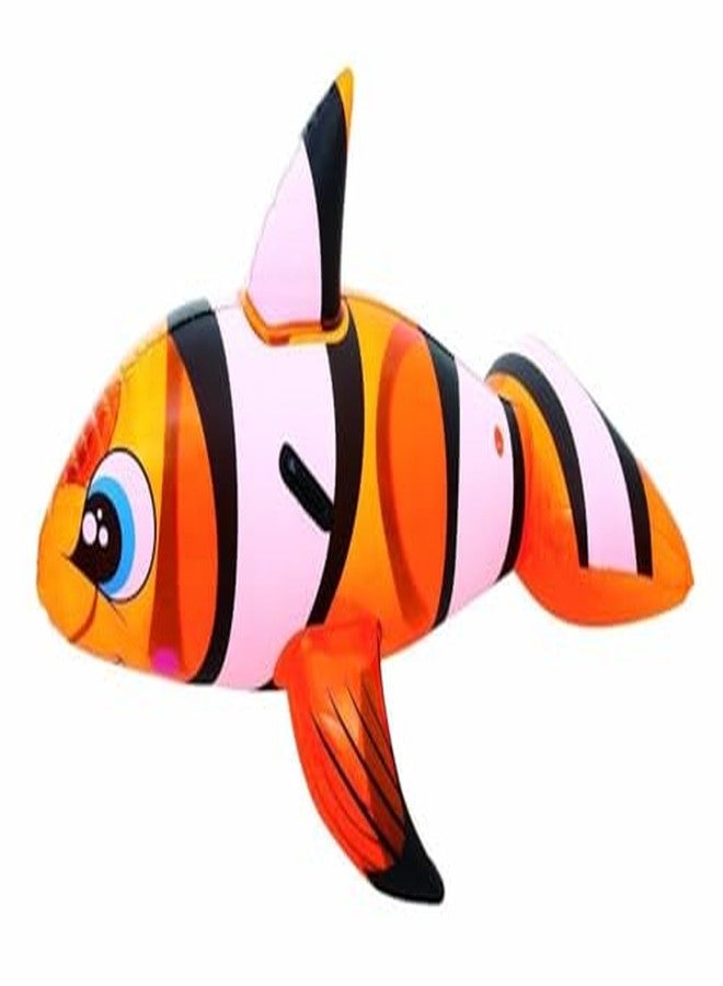 عوامة سمكة المهرج القابلة للنفخ من KinderTales® للأطفال، لعبة مسبح مصنوعة من مادة مقاومة للثقب، مقعد مريح ومقابض متينة، سهلة النفخ والتفريغ، 1.56 متر × 1.20 متر - Image 1